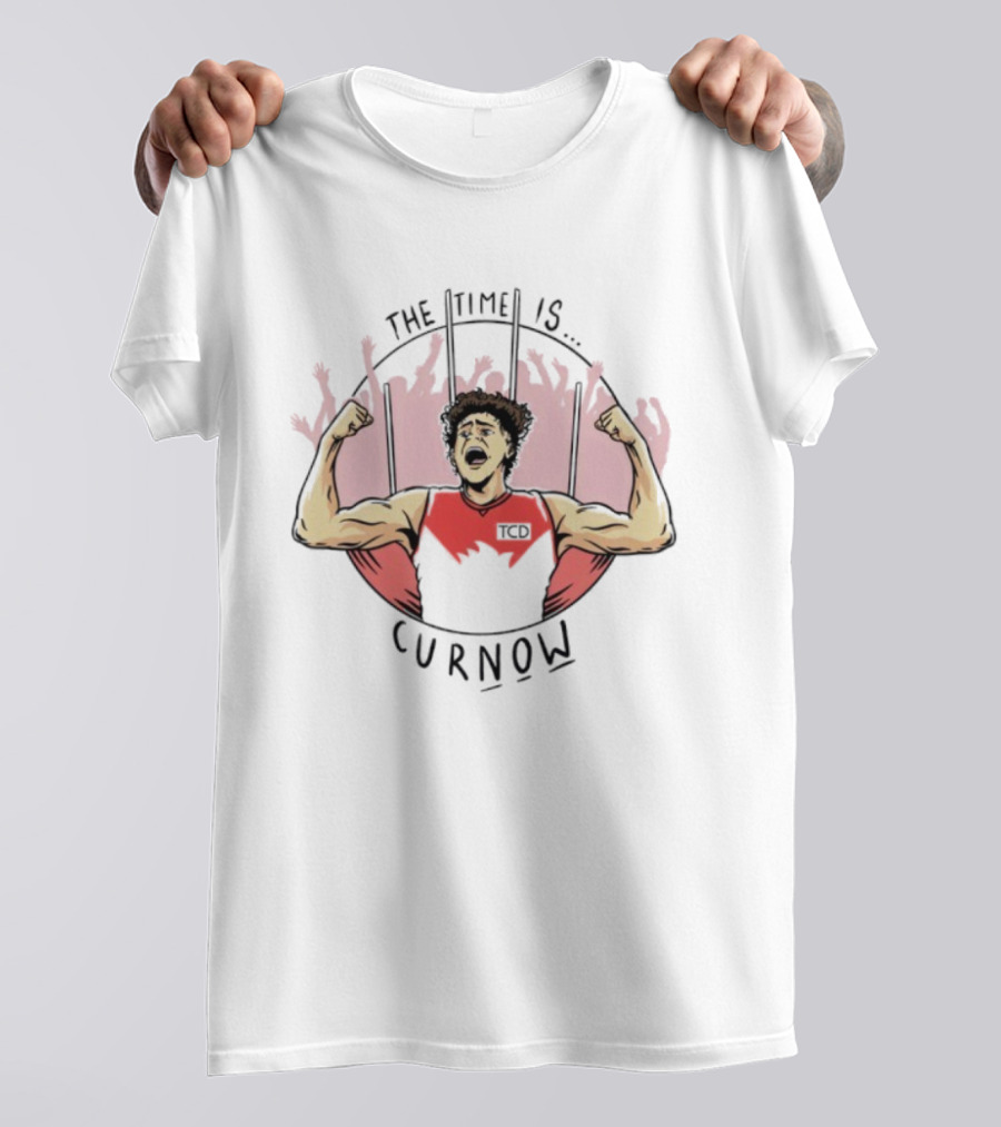 The Time Is Curnow Flexing Athlete Celebrating Victory T-Shirt