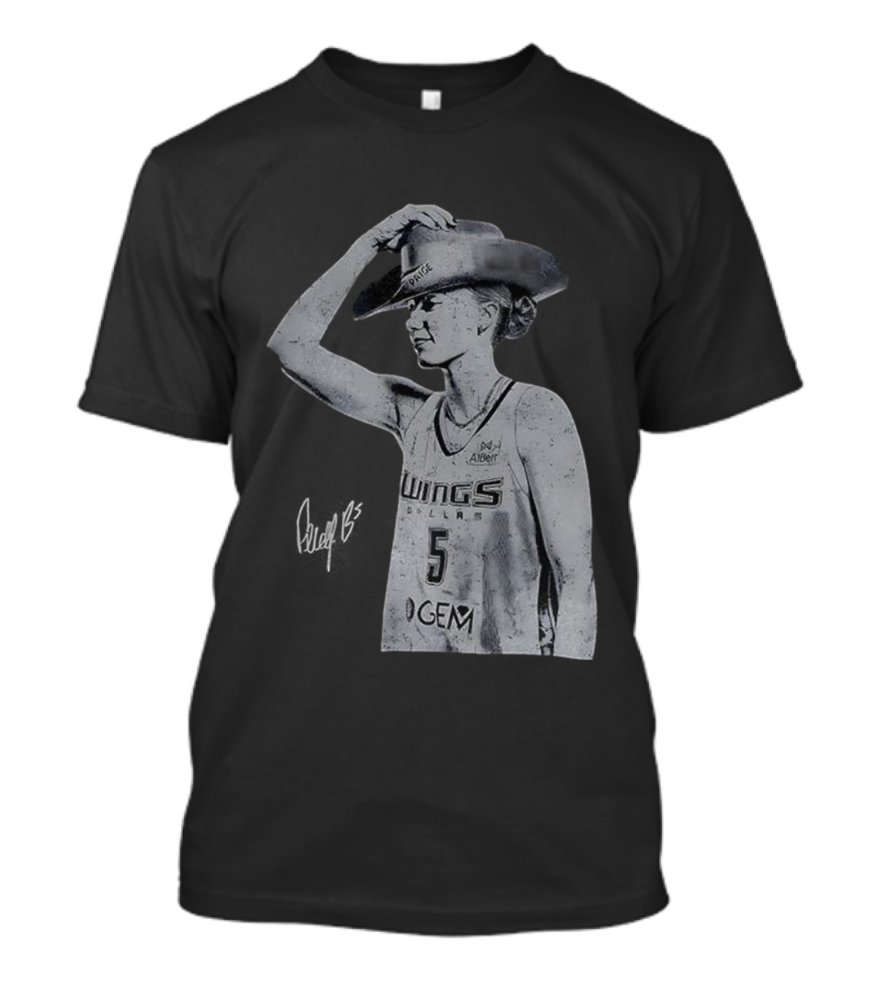 Paige Bueckers Dallas Wings Basketball Vintage Cowboy Hat Signature T-Shirt