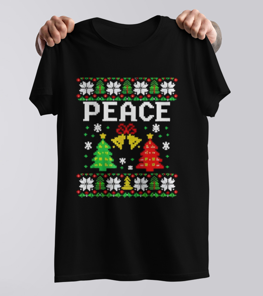 Peace Christmas Trees Snowflakes Matching Ugly Sweater T-Shirt