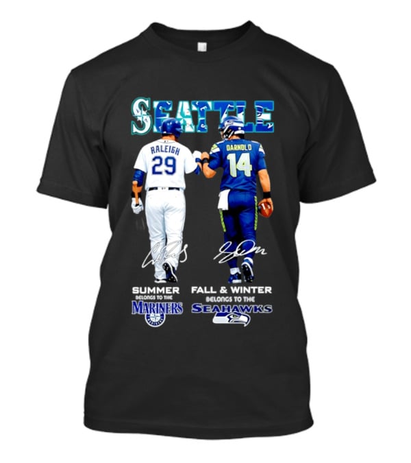 Seattle Cal Raleigh Mariners And Darnold Seahawks Fist Bump Summer Winter T-Shirt