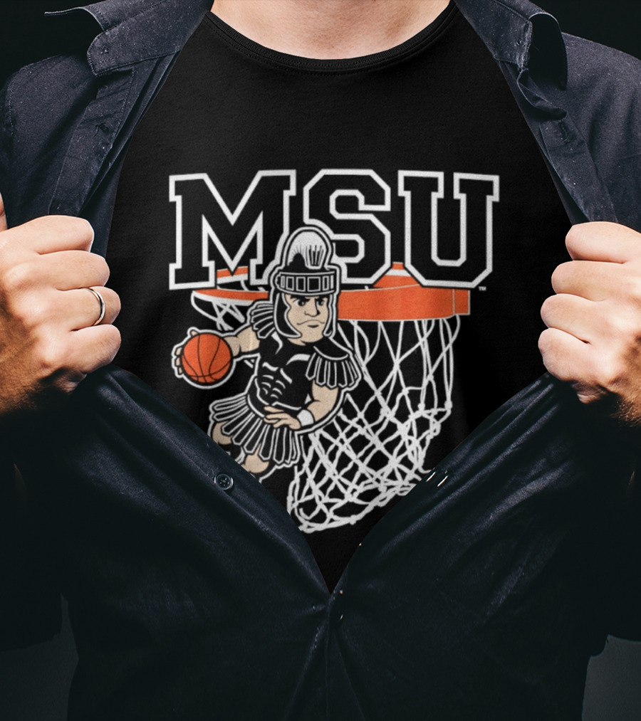 Michigan State Spartans Basketball MSU Logo Slam Dunk T-Shirt