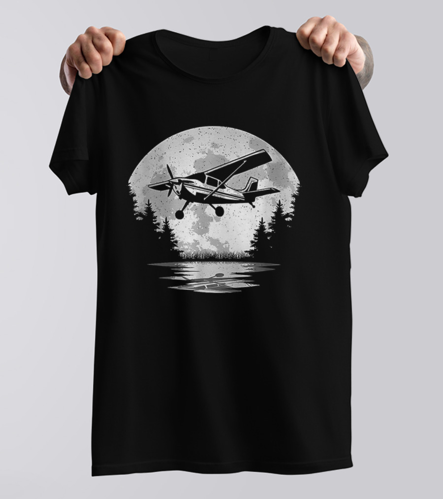 Pilot Airplane Aviator Aviation Vintage Seaplane Reflections T-Shirt