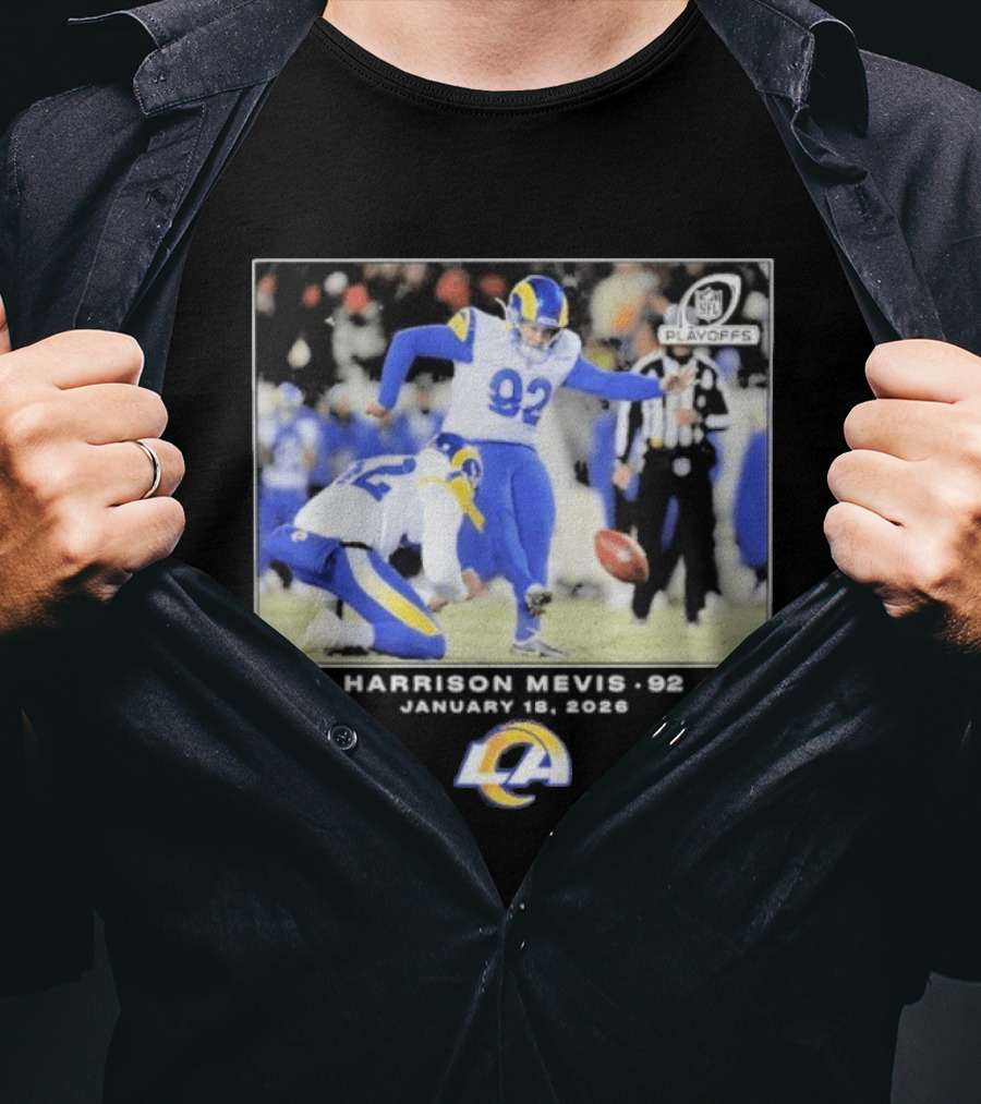 Harrison Mevis Los Angeles Rams NFL Playoffs Kick 92 T-Shirt