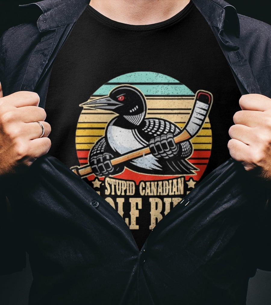 Stupid Canadian Wolf Bird Loon Hockey Meme T-Shirt