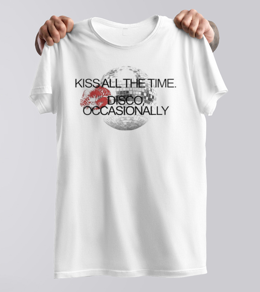 Kiss All The Time Disco Occasionally Ball Red Lips Disco Ball T-Shirt