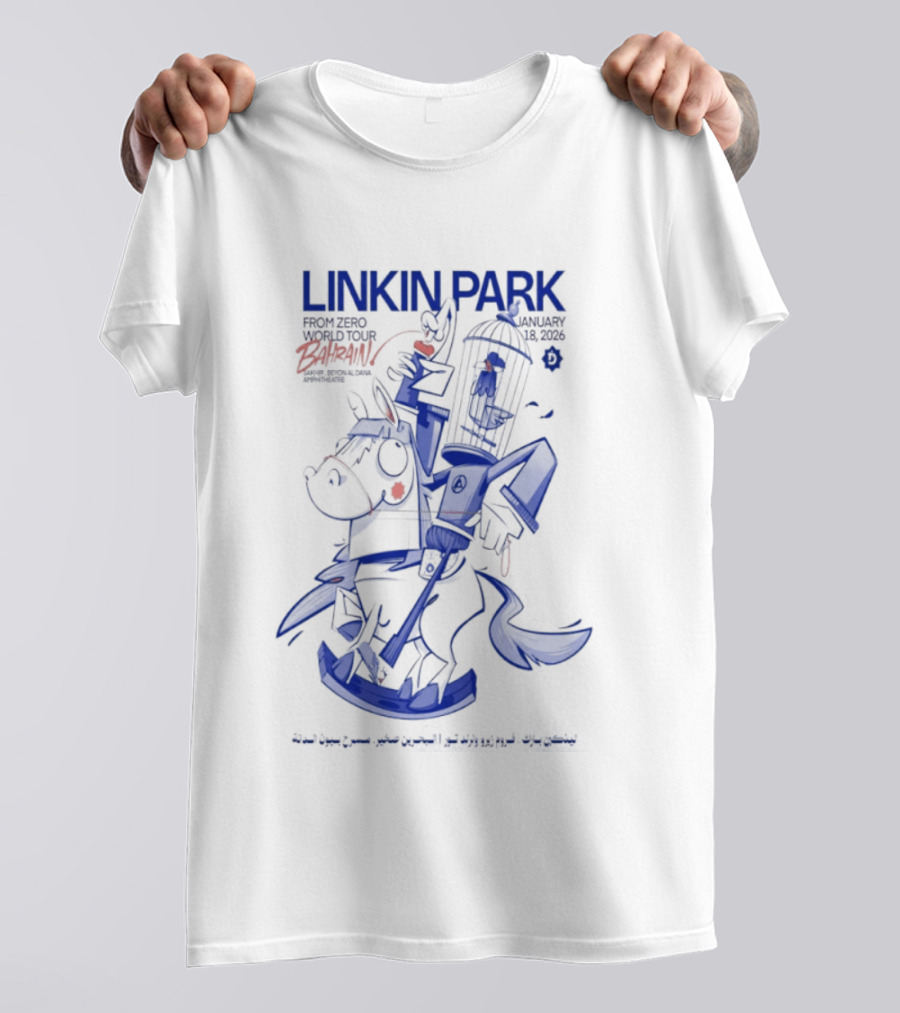 Linkin Park Road To Revolution Bahrain Tour Jan 18 2026 Signed T-Shirt