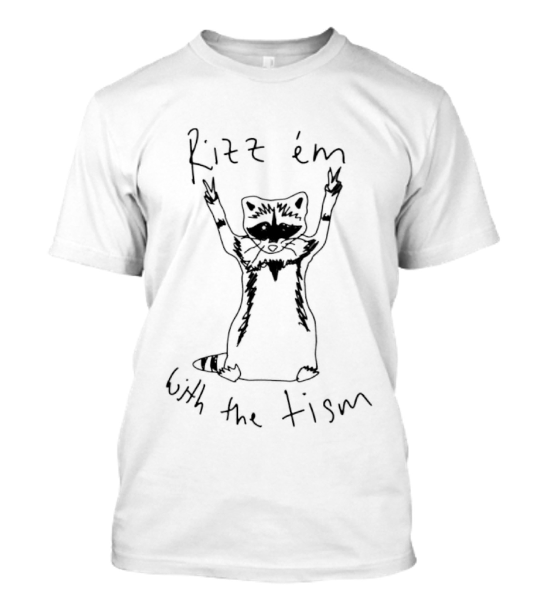 Raccoon Rizz 'Em With The Tism Playful Sketch T-Shirt