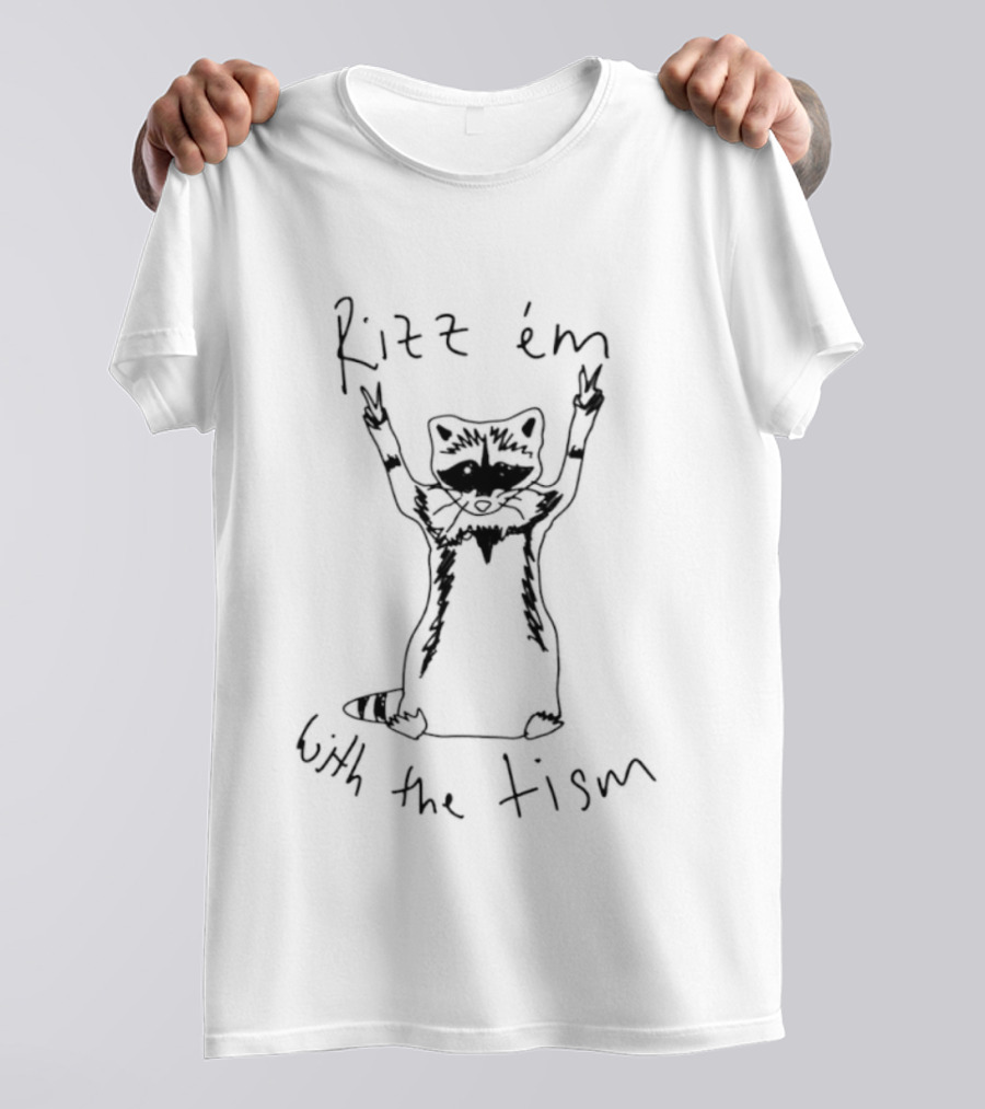 Raccoon Rizz 'Em With The Tism Playful Sketch T-Shirt