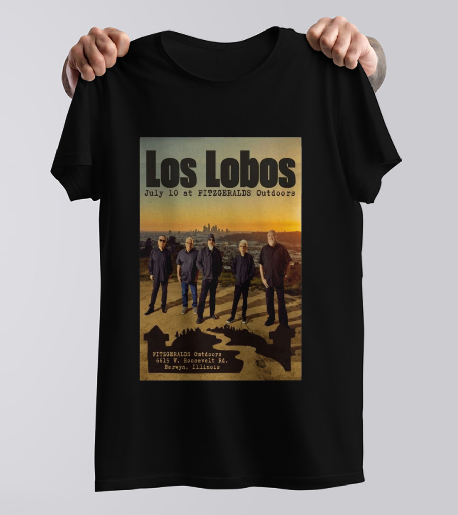 Los Lobos July 10 FitzGerald's Outdoors Berwyn Illinois Event T-Shirt