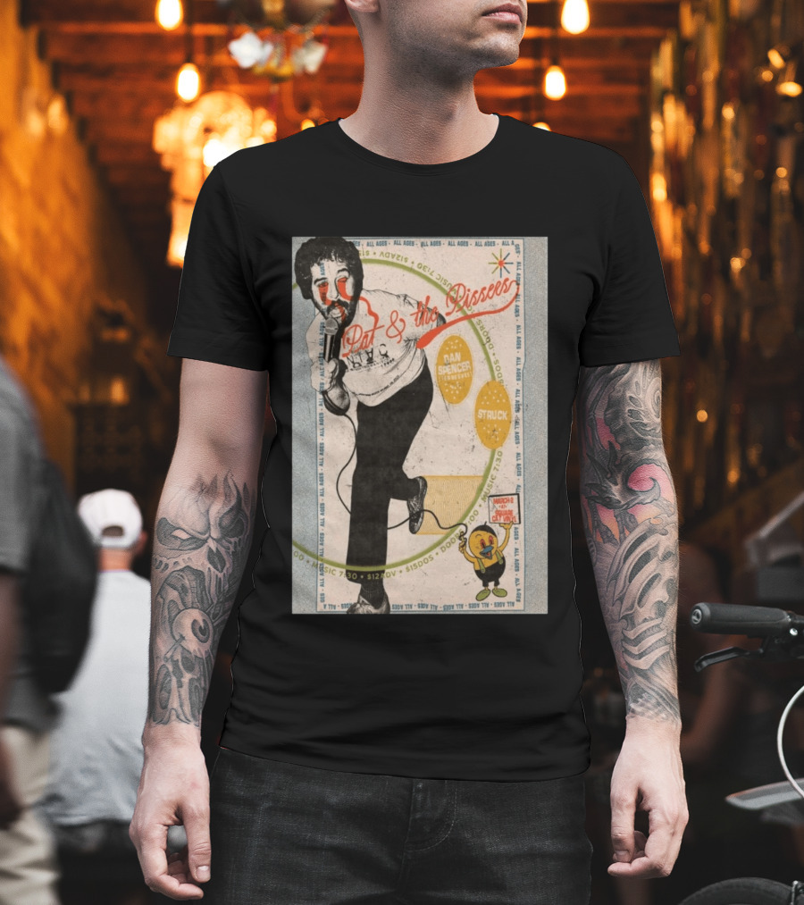 Pat & The Pissers Dan Spencer Struck March 2 All Ages Square Cat Vinyl Concert T-Shirt