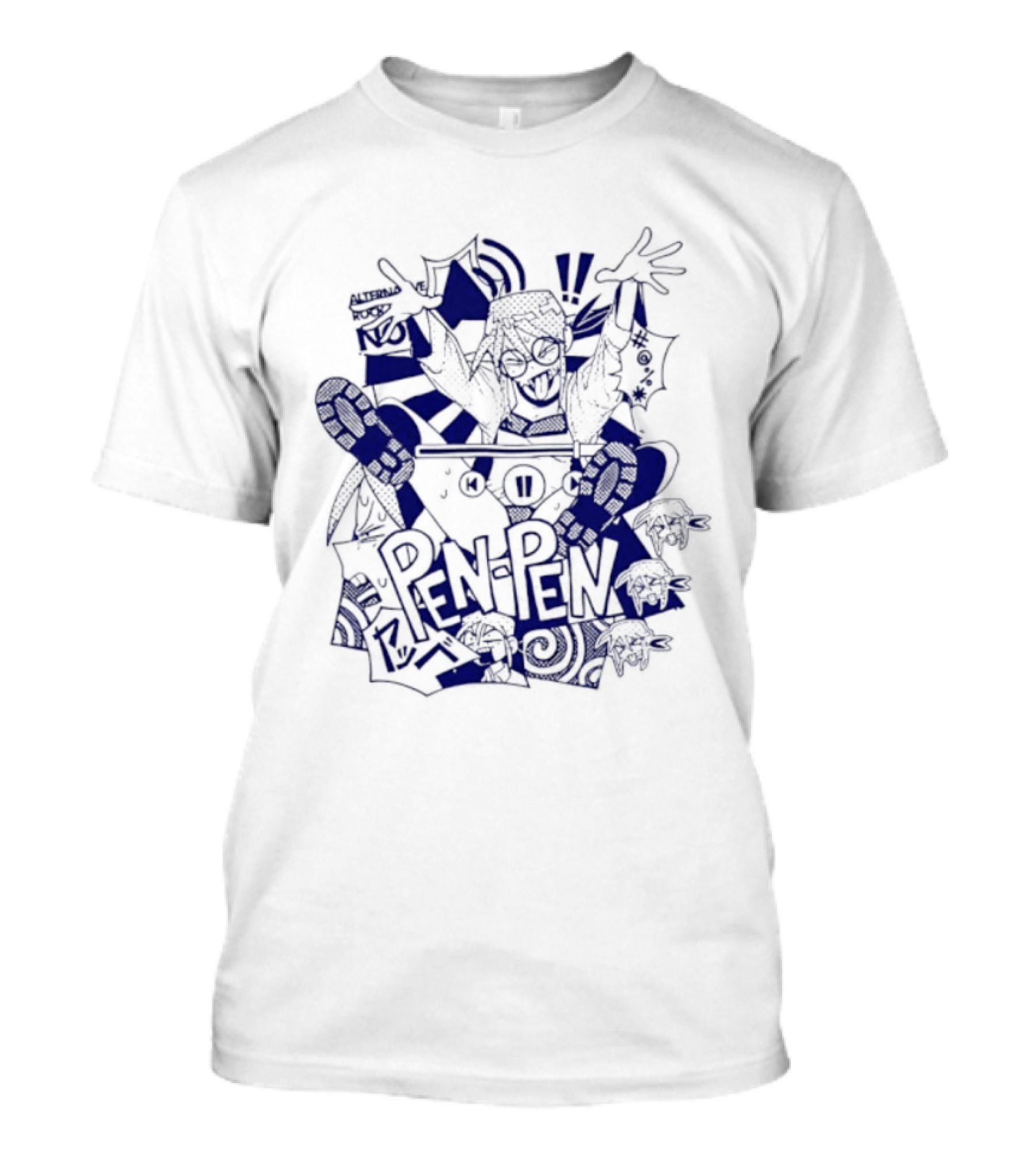 Pen Pen Alterna Ve Abstract Character Blue Vibes T-Shirt