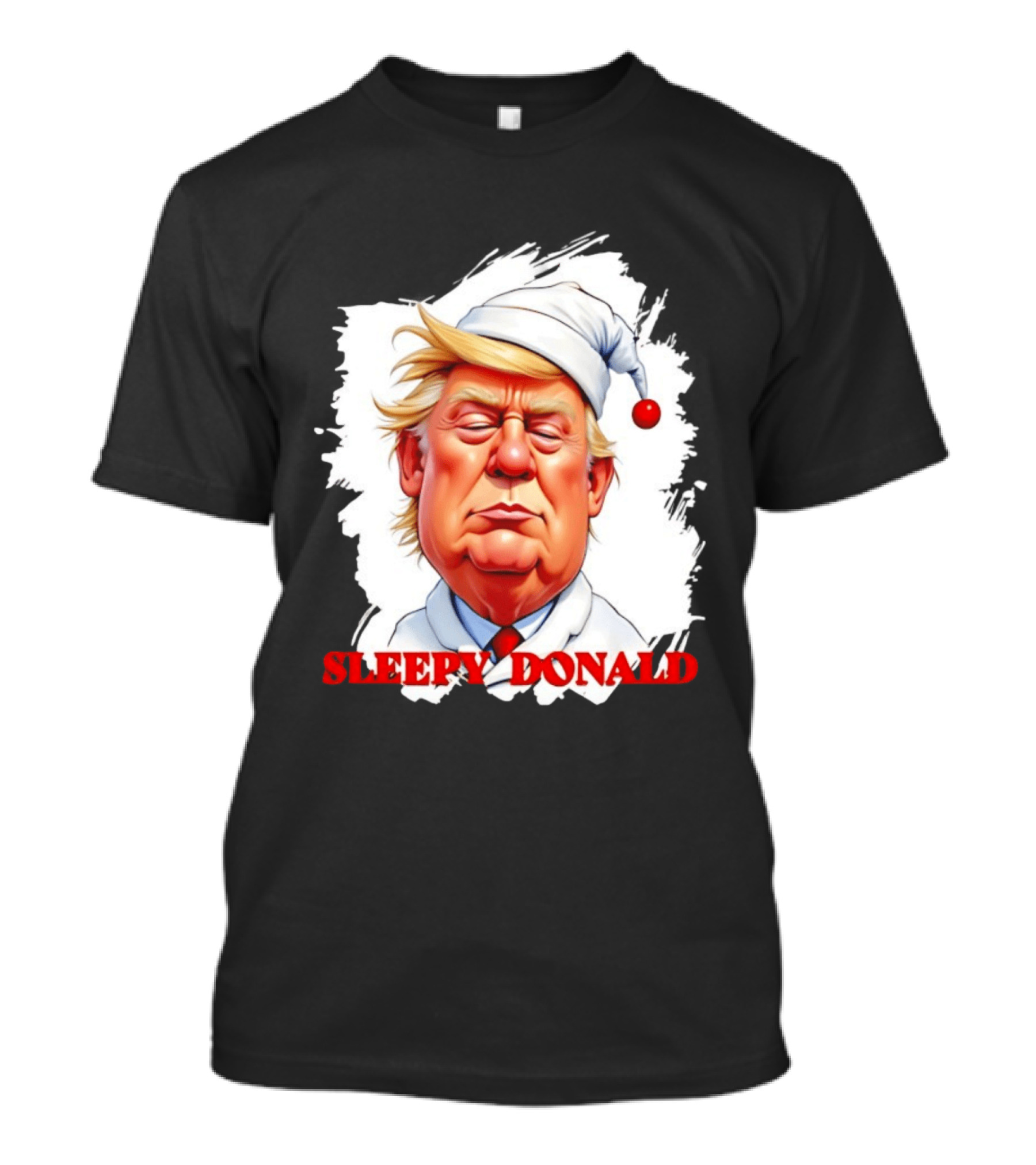 Sleepy Donald Trump In Pajama And Nightcap Cartoon T-Shirt