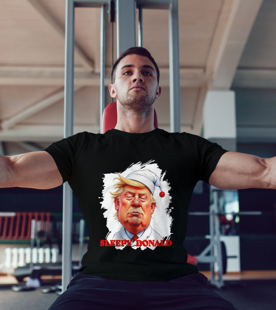 Sleepy Donald Trump In Pajama And Nightcap Cartoon T-Shirt