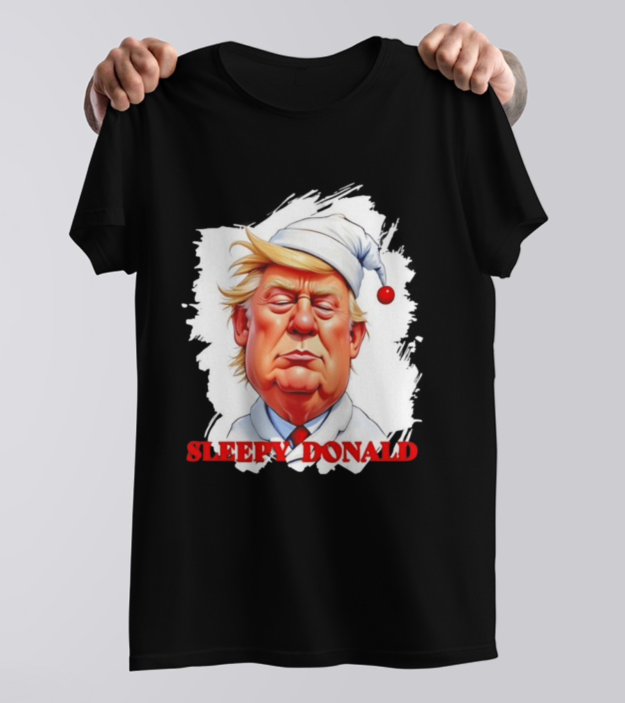 Sleepy Donald Trump In Pajama And Nightcap Cartoon T-Shirt