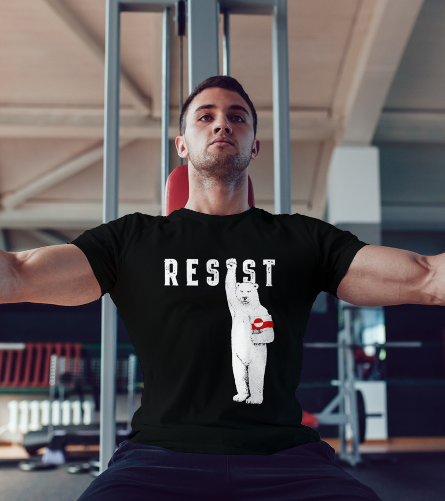 Resist Polar Bear Holding Greenland Flag T-Shirt