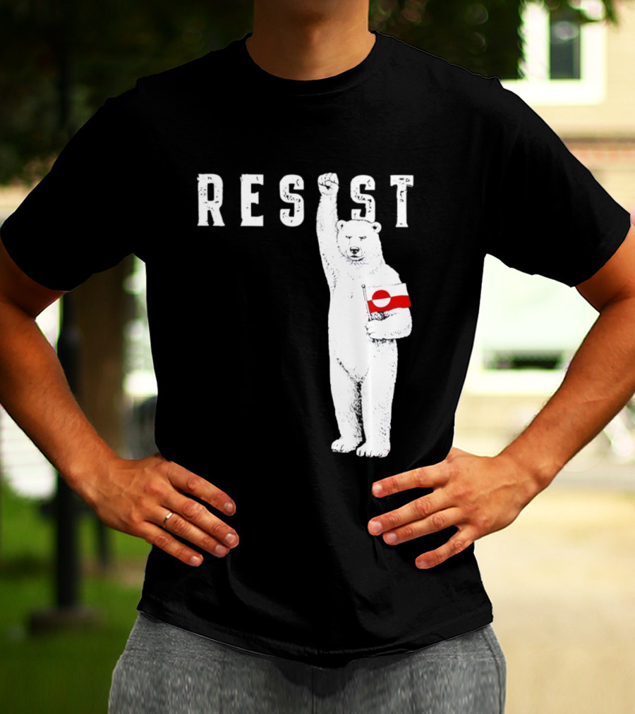 Resist Polar Bear Holding Greenland Flag T-Shirt