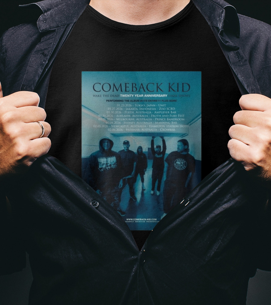 Comeback Kid Wake The Dead Twenty Year Anniversary Asia Australia Tour 2026 Dates T-Shirt