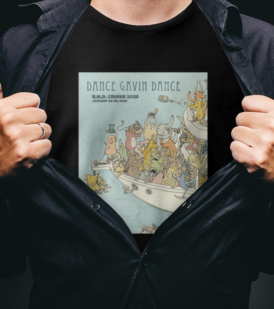 Dance Gavin Dance E.N.D. Cruise 2026 January 22 26 Whimsical Animal Party T-Shirt