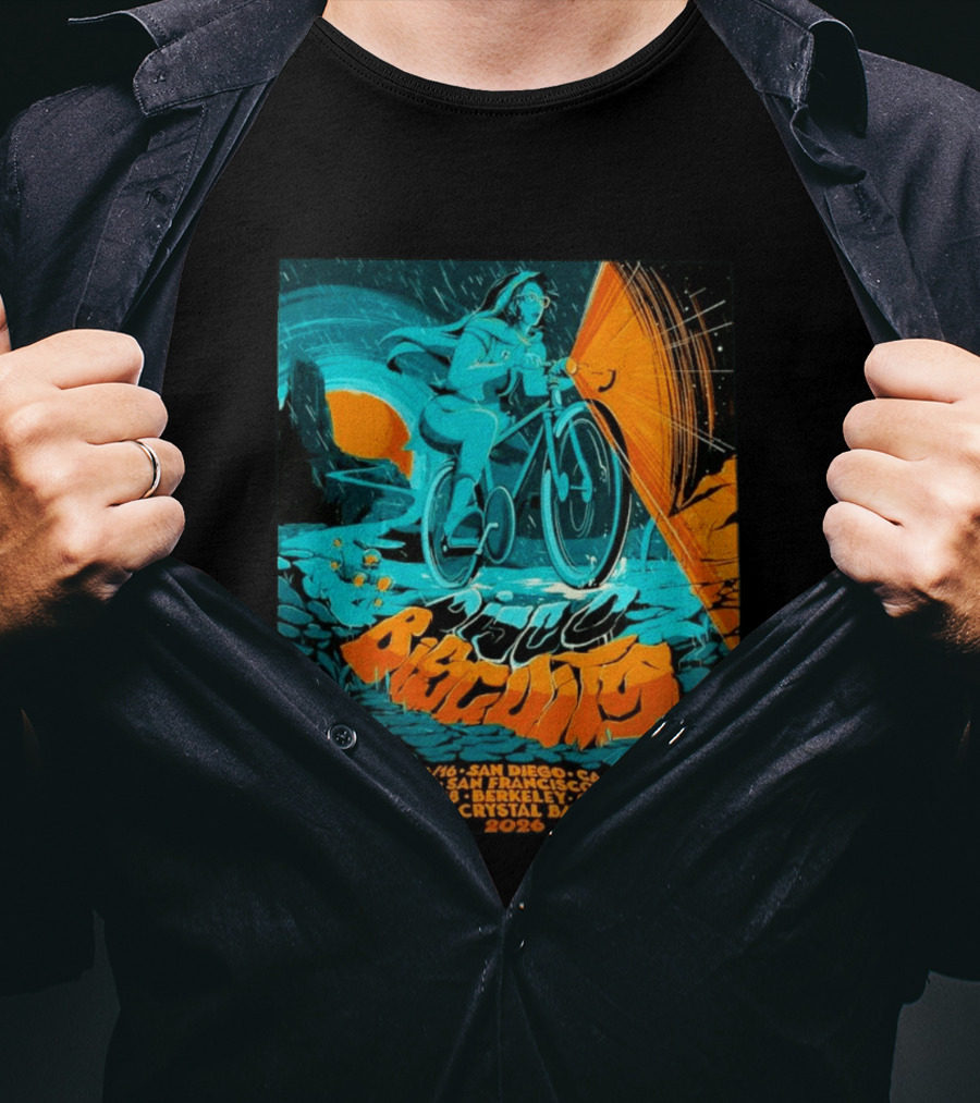 Bicycle Day Tour The Disco Biscuits West Coast April 2026 San Diego San Francisco Berkeley Crystal Bay T-Shirt