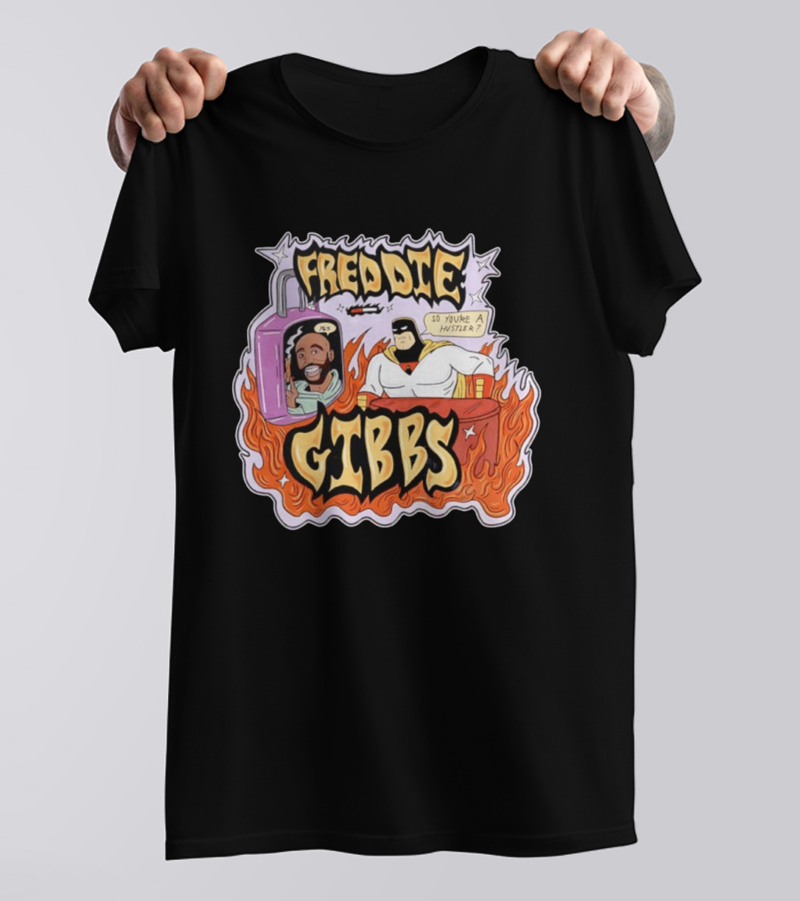 Freddie Gibbs Cartoon Space Ghost So You're A Hustler Flame T-Shirt
