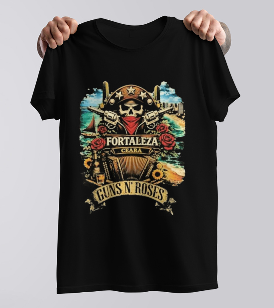 Fortaleza Ceará 2026 Guns N' Roses Skull And Guns Beach Scene T-Shirt