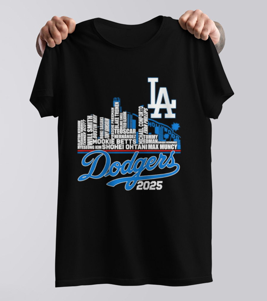 Los Angeles Dodgers 2025 City Skyline Name Players T-Shirt
