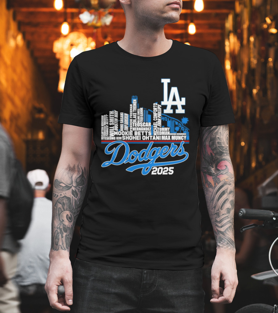 Los Angeles Dodgers 2025 City Skyline Name Players T-Shirt