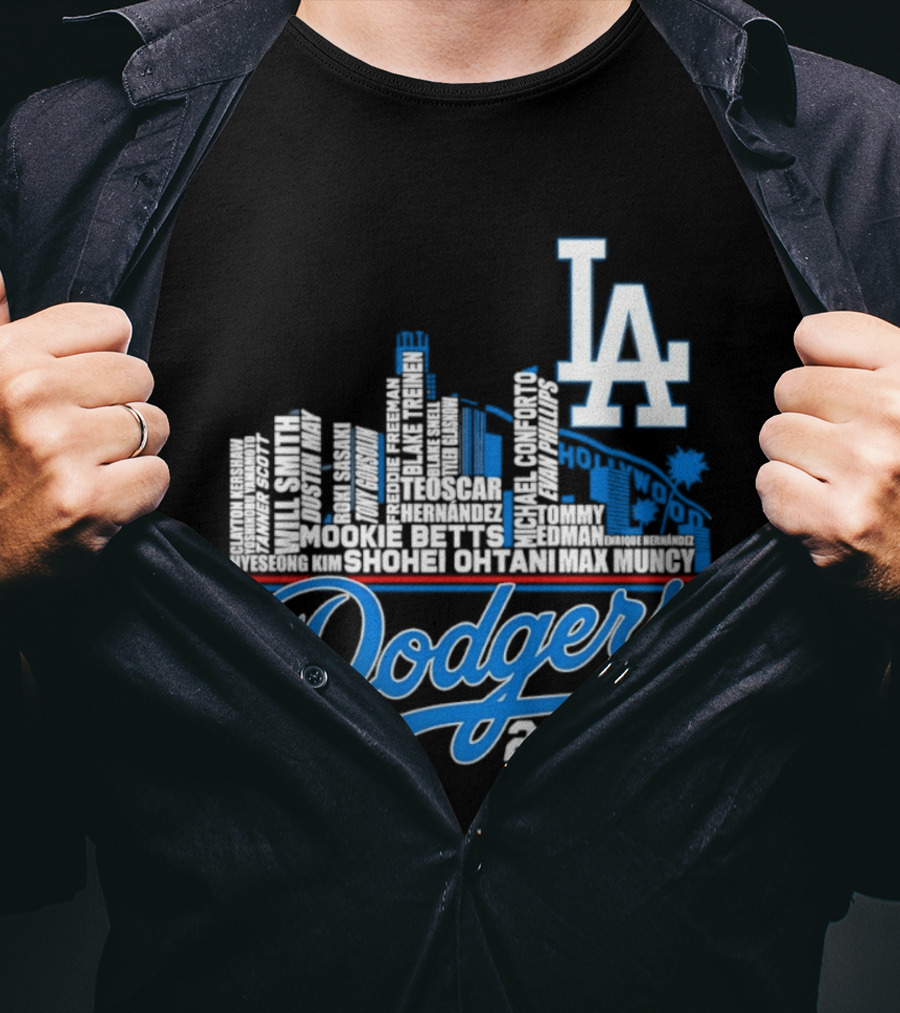 Los Angeles Dodgers 2025 City Skyline Name Players T-Shirt