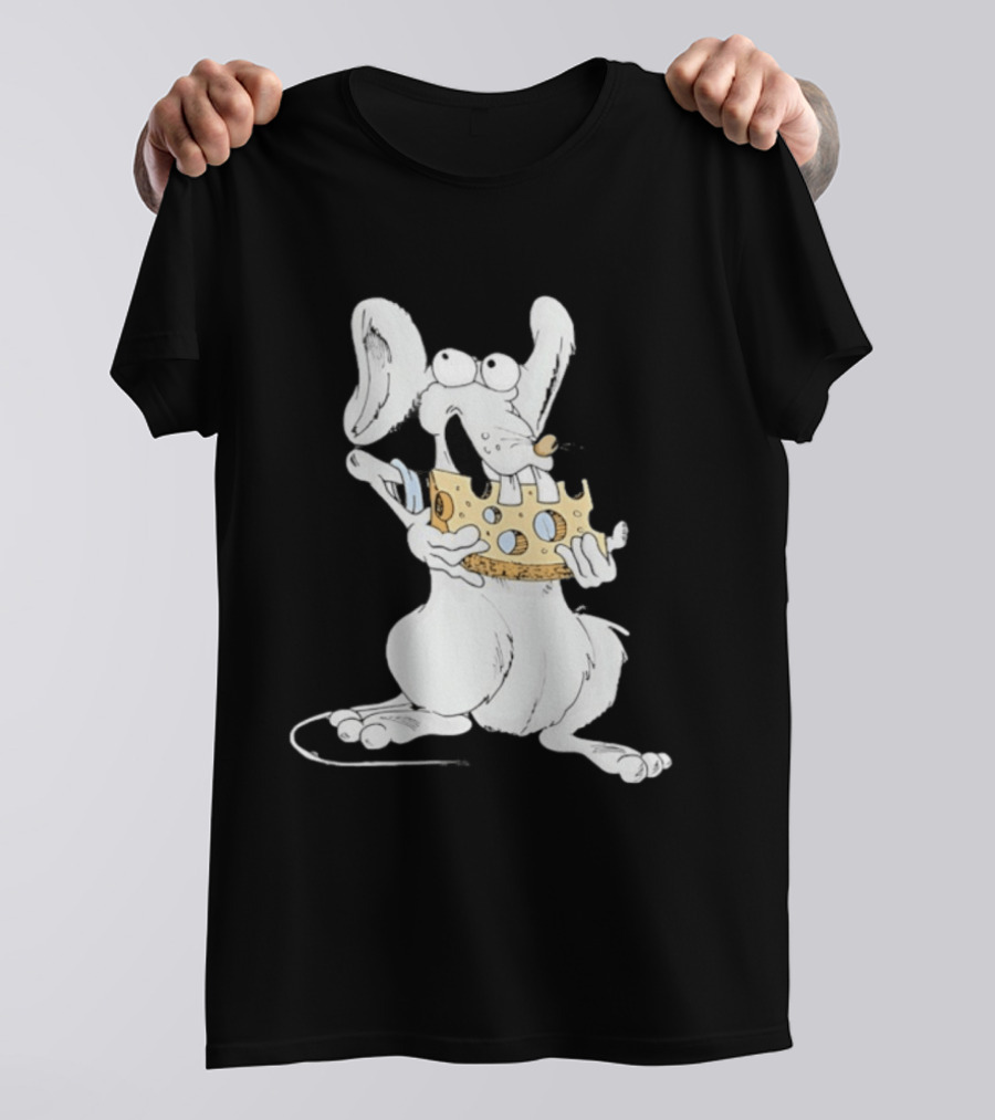 Cartoon Mouse Enjoying Swiss Cheese T-Shirt