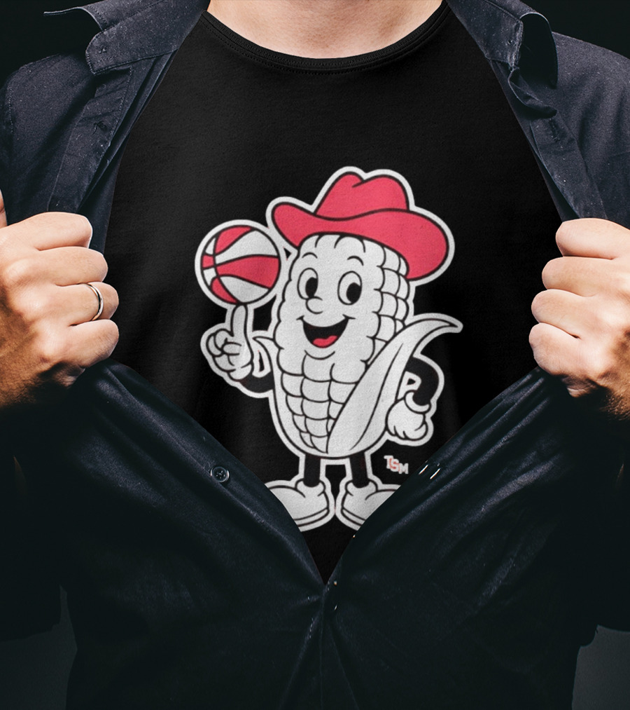 Nebraska Cornhuskers Cowboy Corn Basketball Playful T-Shirt