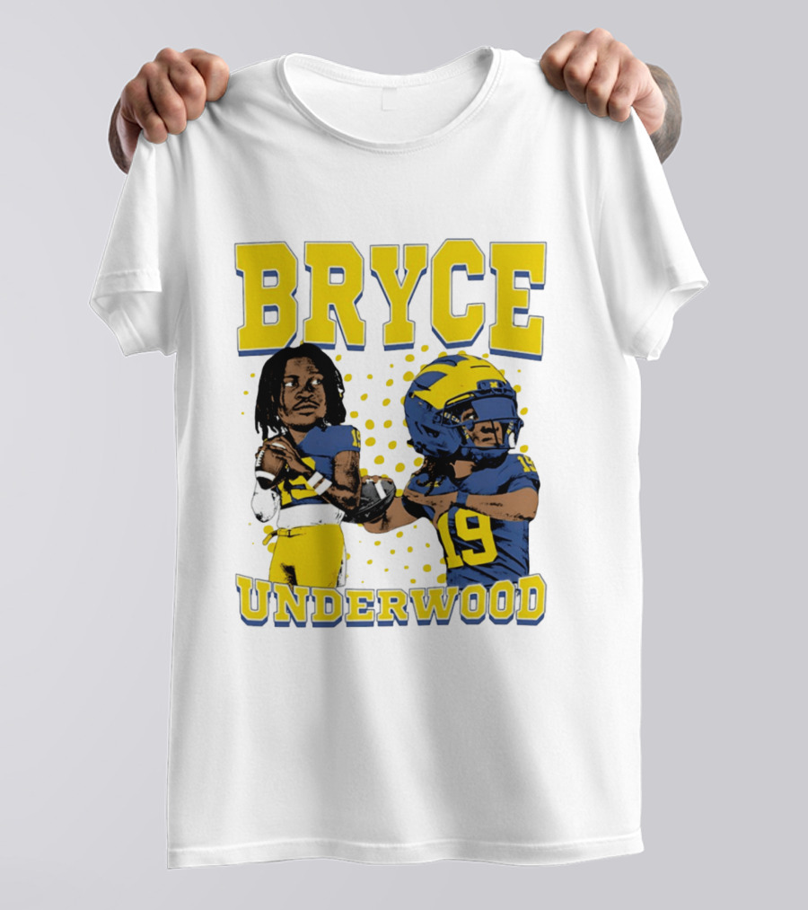 Bryce Underwood Michigan Blue And Yellow Football Caricature 19 T-Shirt