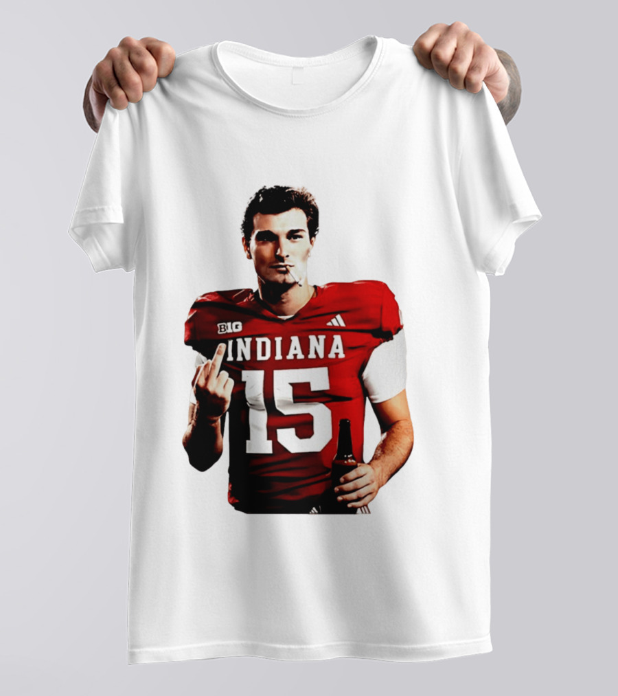 Indiana Hoosiers 15 Middle Finger Smoking Football Player T-Shirt
