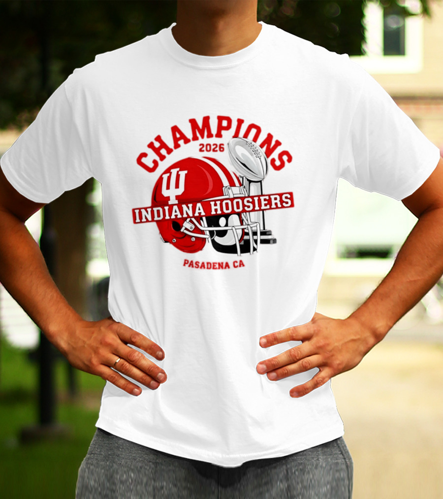 Indiana Hoosiers 2026 Champions Helmet Trophy Football Victory T-Shirt