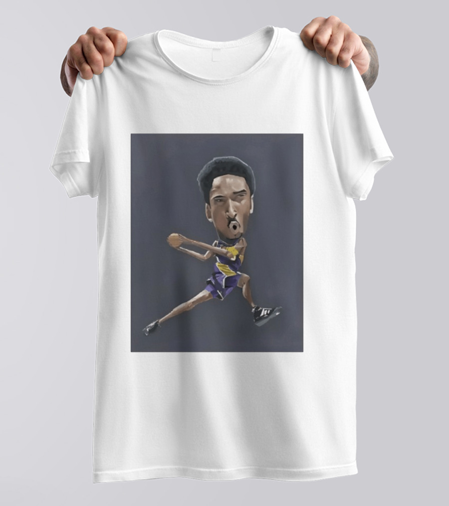 Kobe Bryant Caricature In Lakers Basketball Jersey T-Shirt
