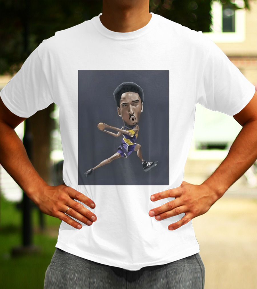Kobe Bryant Caricature In Lakers Basketball Jersey T-Shirt