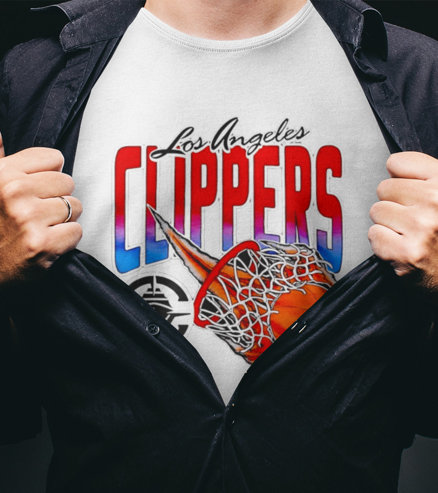 Los Angeles Clippers Basketball Flaming Hoop T-Shirt