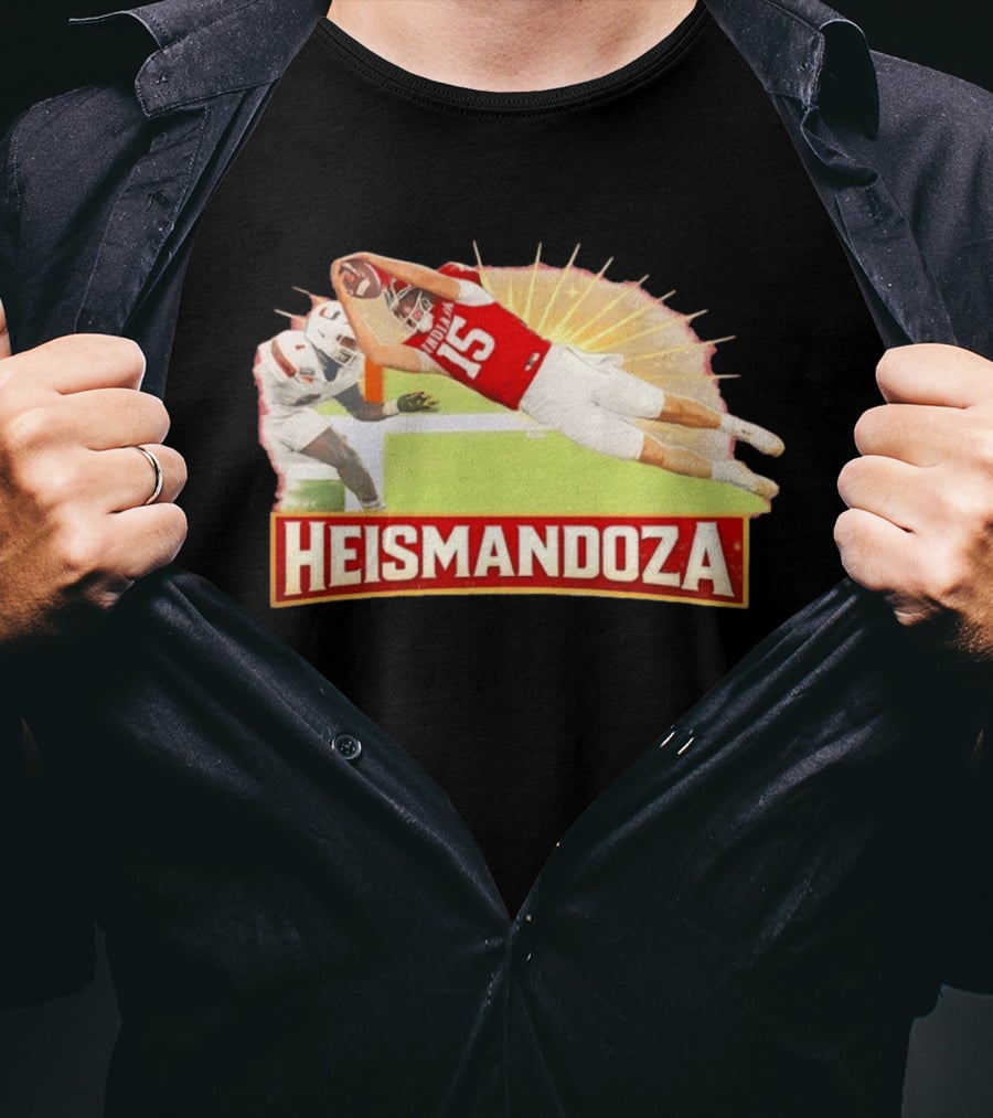 Heismandoza Superhero Fernando Fanatics IU Football Indiana Mendoza 15 T-Shirt