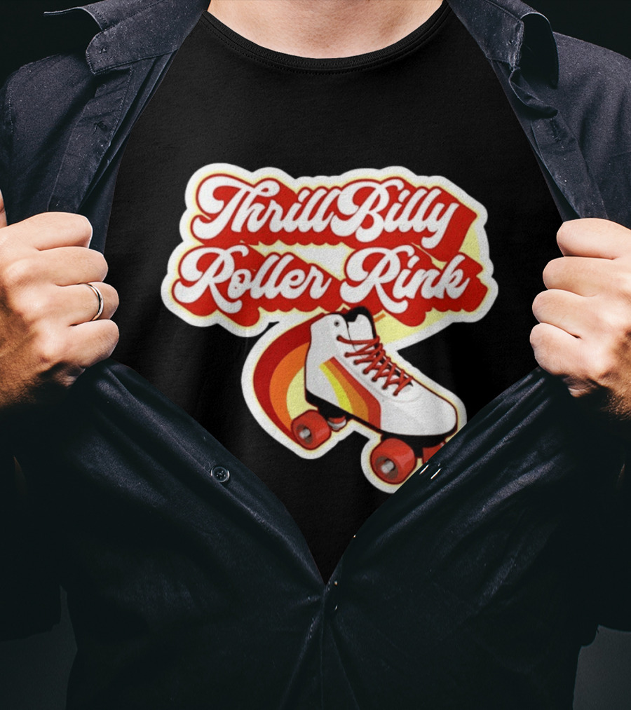 Thrill Billy Roller Rink Vintage Skate White Red Yellow T-Shirt