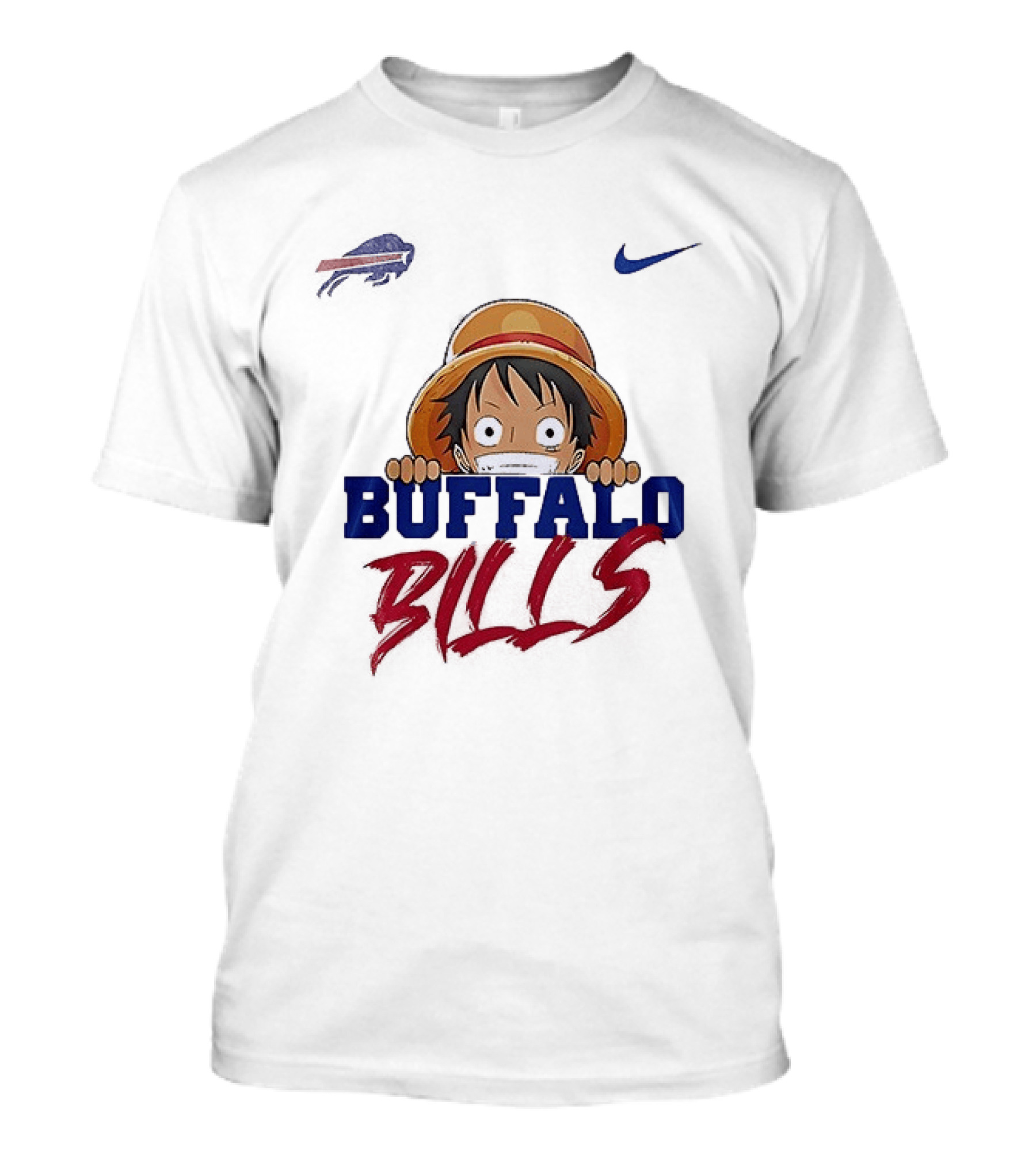 Buffalo Bills One Piece Monkey D Luffy Nike Collaboration T-Shirt