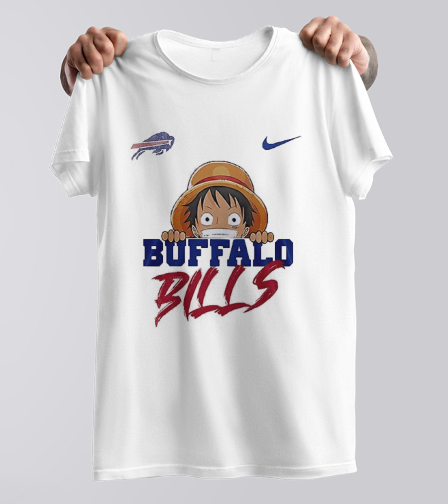 Buffalo Bills One Piece Monkey D Luffy Nike Collaboration T-Shirt