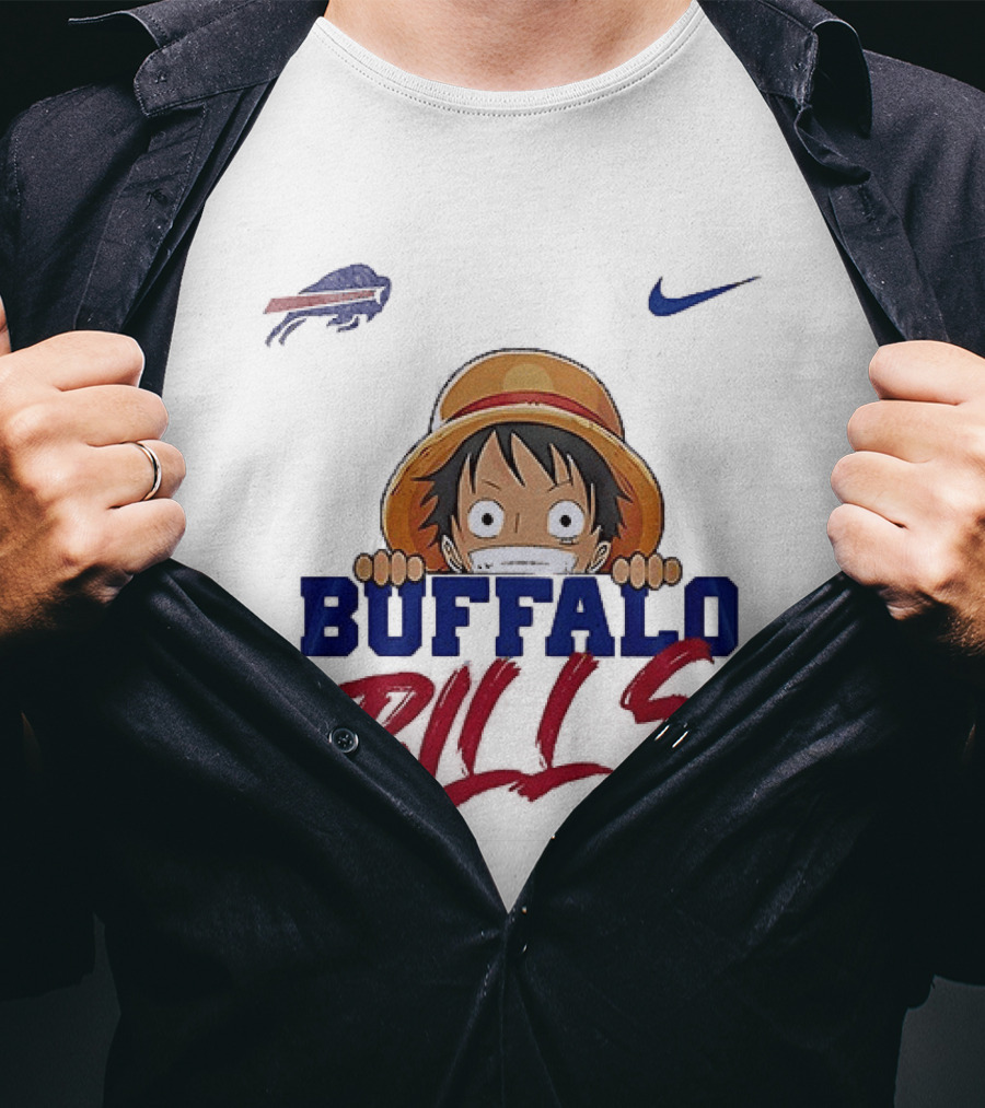Buffalo Bills One Piece Monkey D Luffy Nike Collaboration T-Shirt