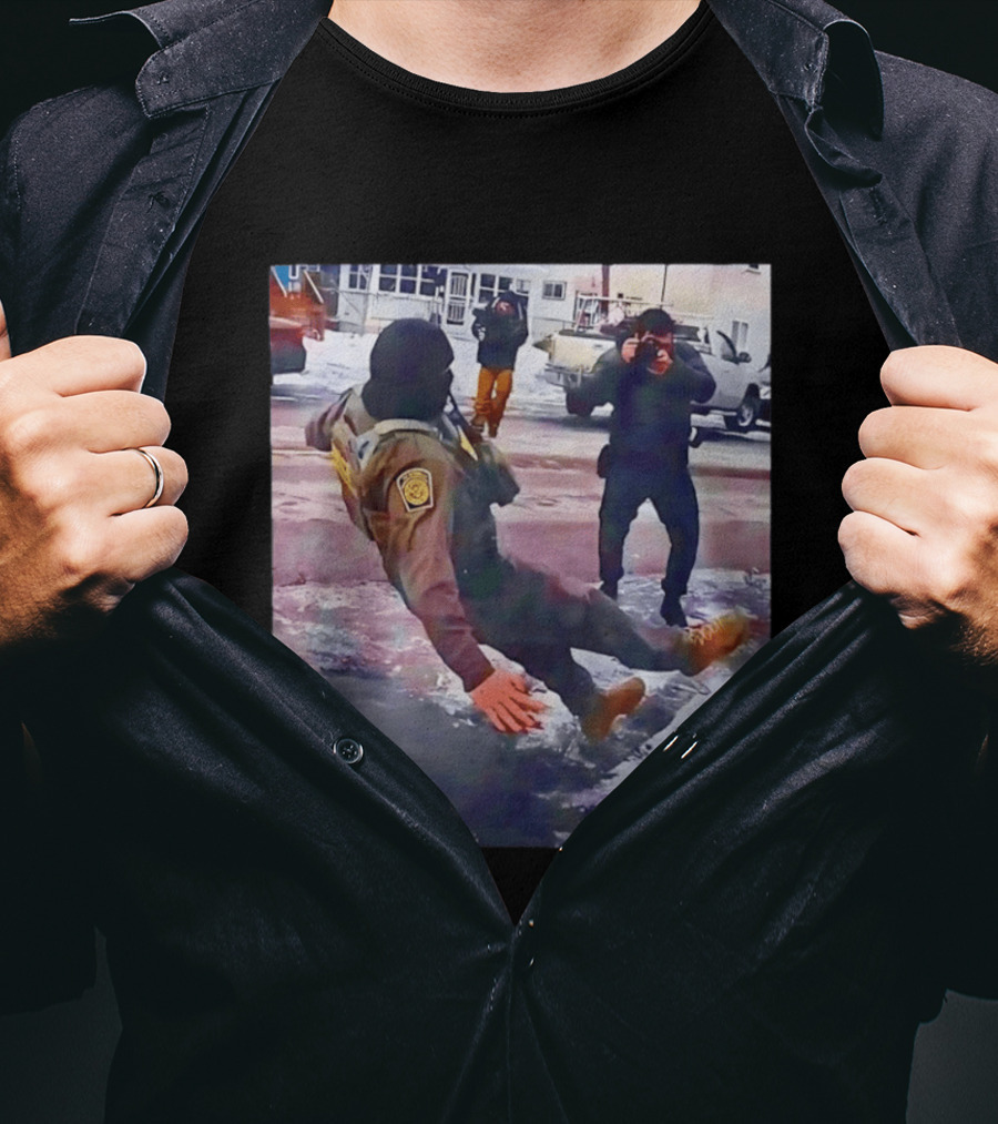 ICE Agent Slipping On Ice Captured In Epic Photo Moment T-Shirt