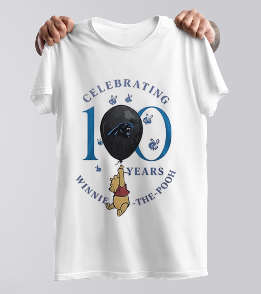 Carolina Panthers Winnie The Pooh 100th Anniversary Celebrating Years T-Shirt