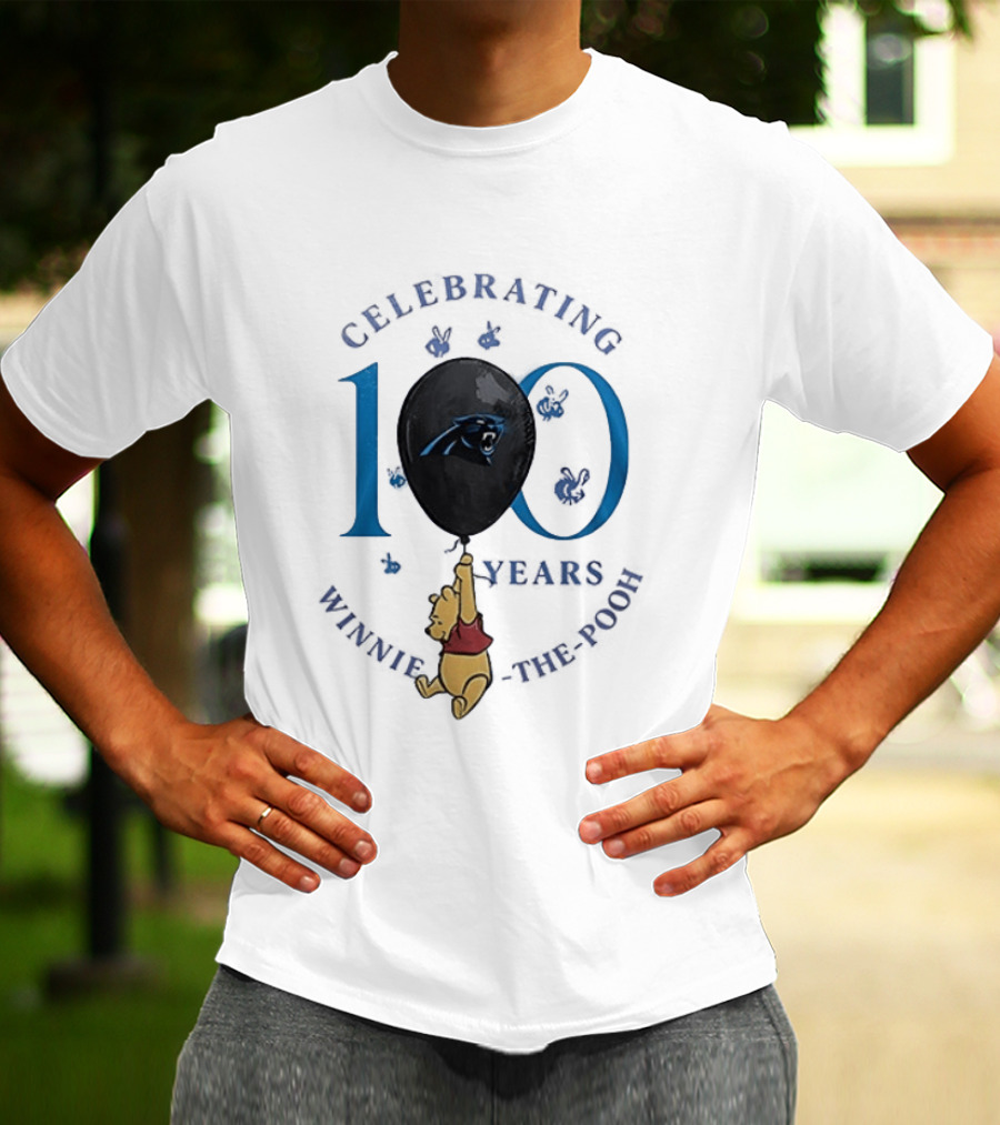 Carolina Panthers Winnie The Pooh 100th Anniversary Celebrating Years T-Shirt