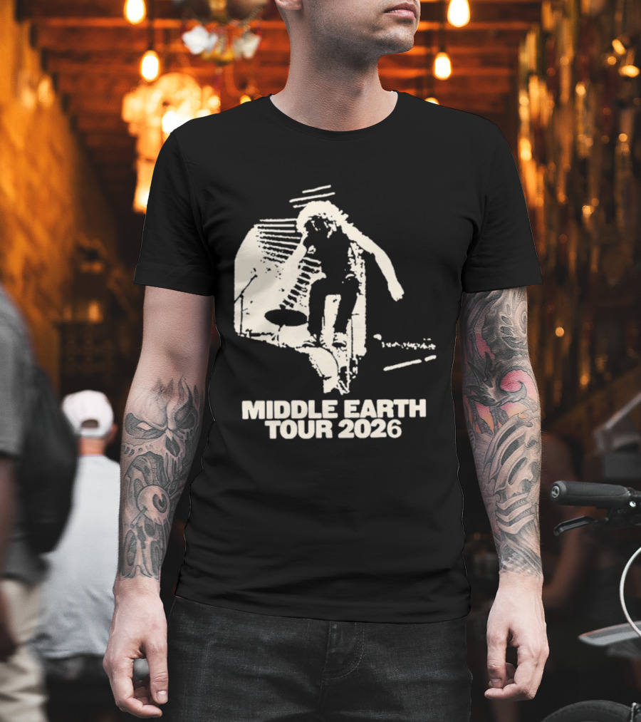 Jesse Welles Middle Earth Tour 2026 Sketch Style Concert Promotion T-Shirt