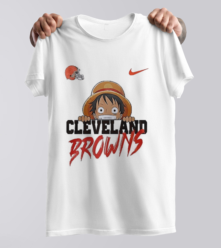 Cleveland Browns One Piece Monkey D Luffy Nike Collaboration T-Shirt