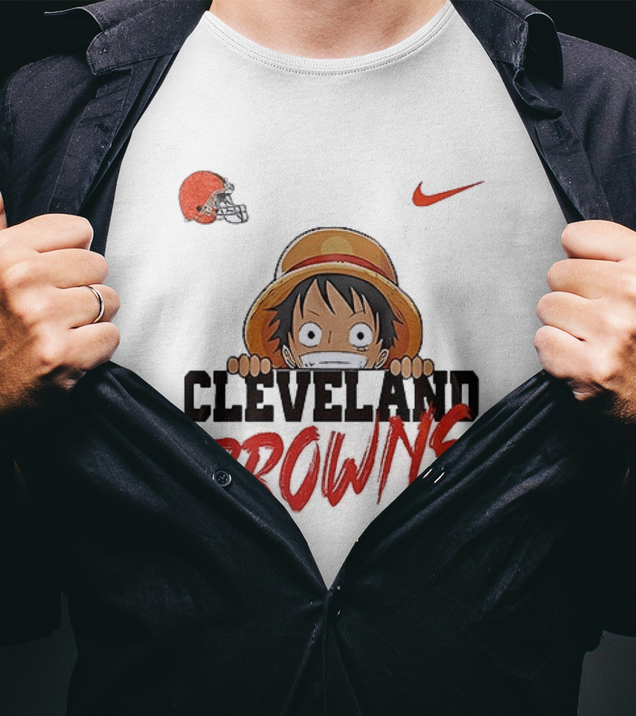 Cleveland Browns One Piece Monkey D Luffy Nike Collaboration T-Shirt