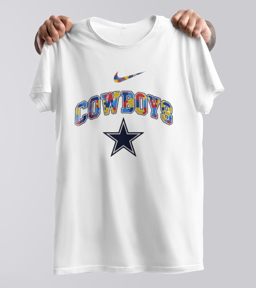 Dallas Cowboys Autism Awareness Accept Understand Love Puzzle Nike Swoosh Star T-Shirt