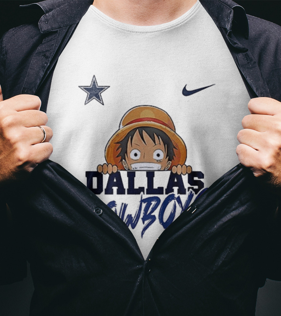 Dallas Cowboys One Piece Monkey D Luffy Nike Collaboration T-Shirt