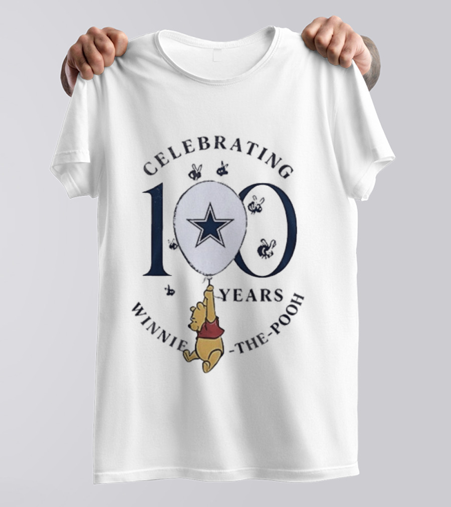 Dallas Cowboys Winnie The Pooh Celebrating 100 Years Anniversary T-Shirt